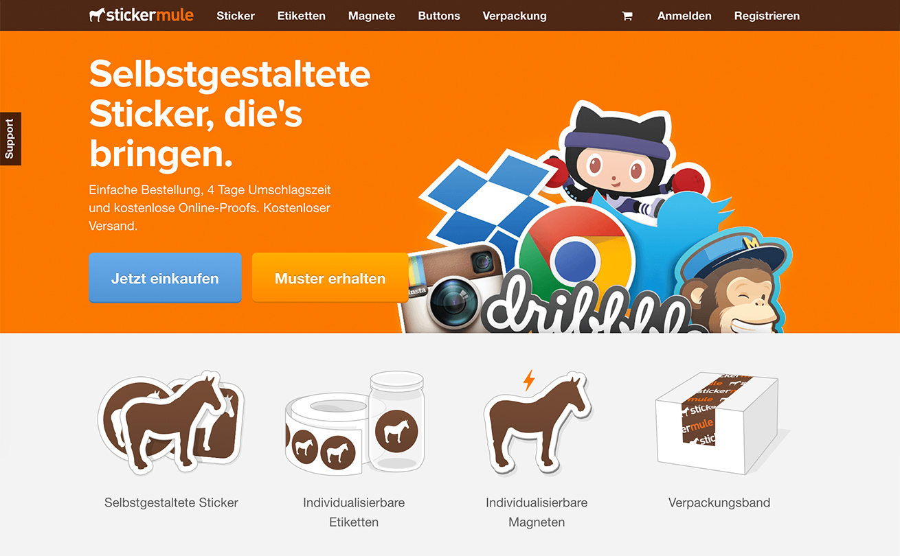 Sticker Mule Website in German