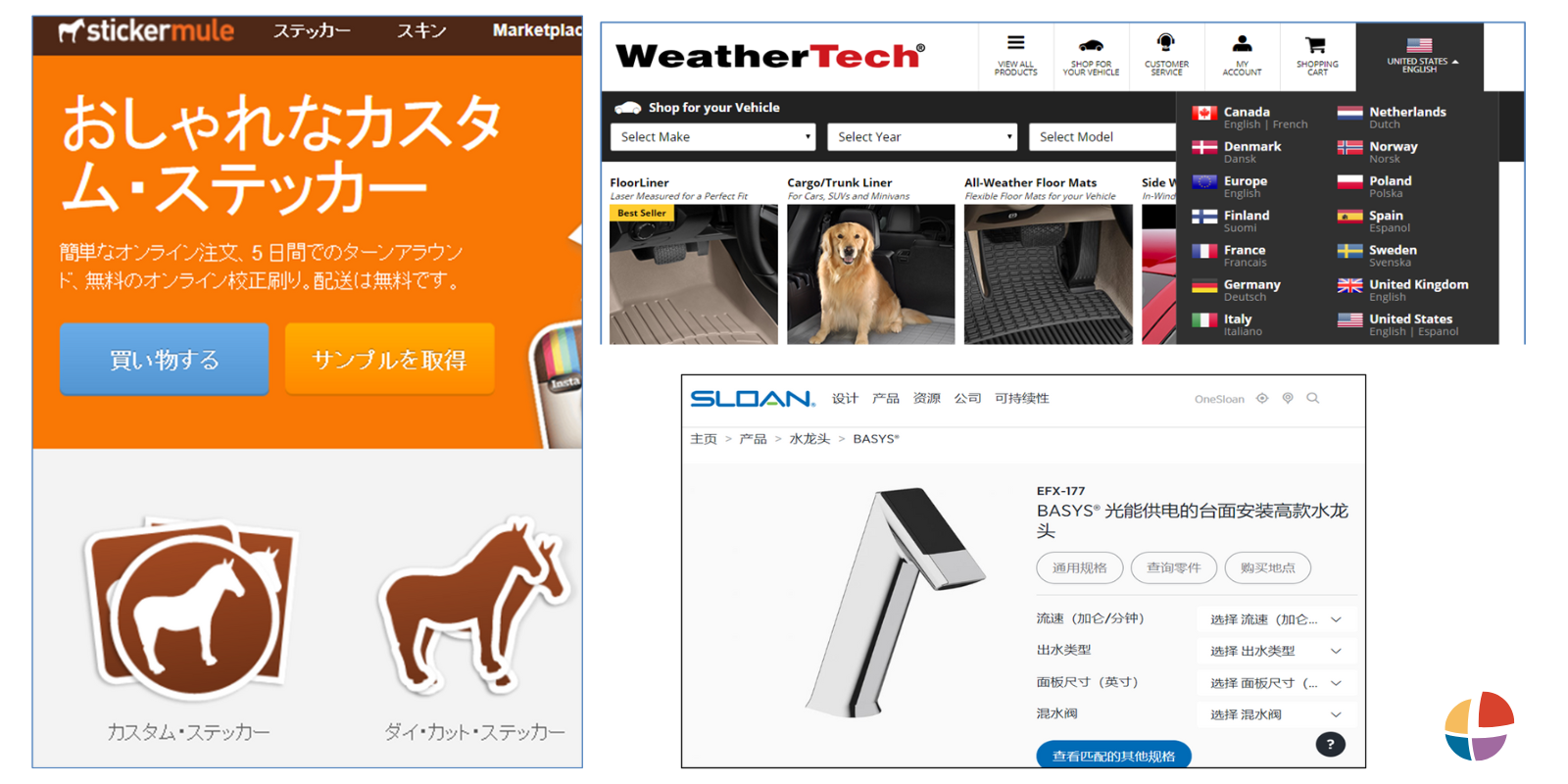 Examples of website localization from global brands using multilingual content and region-specific interfaces
