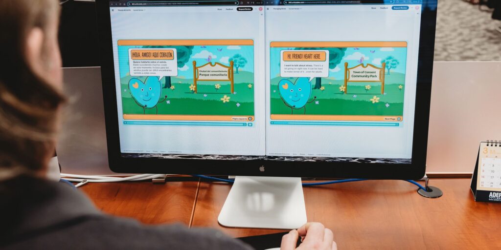 Linguist reviewing AI-translated multilingual content