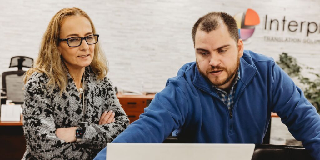 Localization project management team coordinating tasks