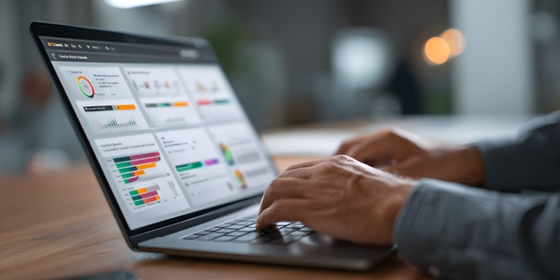 AI translation quality evaluation dashboard showing metrics, charts, and performance analytics in a localization workflow