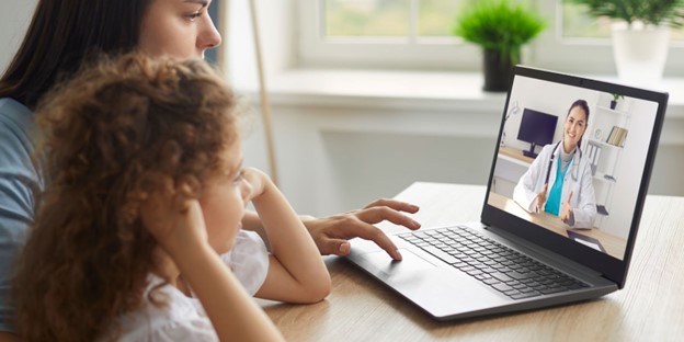 Healthcare video localization failures shown in a telehealth consultation with a patient and a child viewing translated medical content