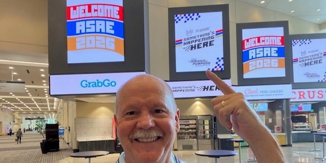 ASAE 2026 conference attendee at digital signage